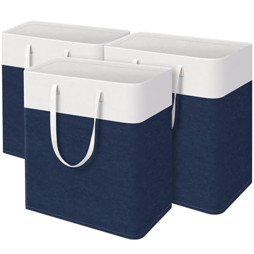 TasticTotes Laundry Basket 3-Pack, Laundry Hamper, 125L-Blue - color: Blue, size: 125L