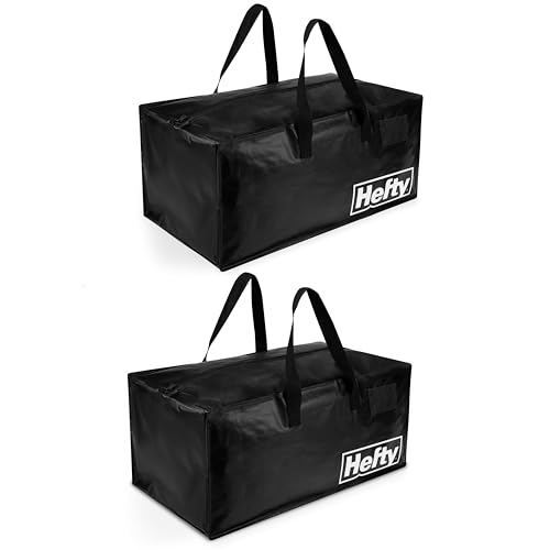Hefty Moving Bag – Extra Large Double Zipper Backpack – Heavy Duty, Water Resistant, Foldable, Reusable Packing & Storage Tote with Shoulder Straps for Garage and Basement Organization – 2 Pack - size: 11 Gal - Moving Bag - 2 Pack