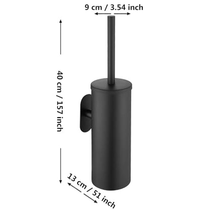 Black Wall-Mounted Heavy Duty Adhesive Round Toilet Brush Holder