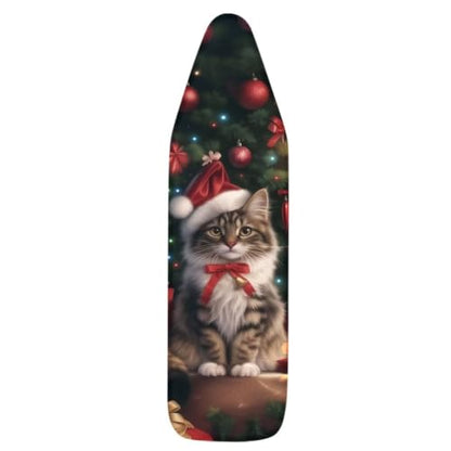 Flashideas Christmas Cat Ironing Board Cover and Pad Standard Size Ironing Board Cover and Pad Ventilate Extra Wide Ironing Pad for Table Modern Design - color: Christmas Cat
