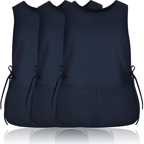 TFTAFAN Cobbler Apron Unisex Waterproof Apron with 2 Deep Pockets Art Smock for Painting Cleaning Artiest Apron work kitchen - color: Navy Blue