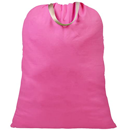 LOLOMLO Extra Large Canvas Laundry Bags with Handles & Drawstring Closure, Heavy Duty Tears Resistant Clothes Storage Travel Bags,25.5"x34",Hot Pink - color: Hot Pink