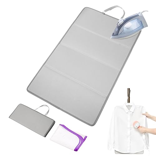 Large Ironing Mat with Mesh Pad, Foldable & Portable - size: 26.4"L x 15.9"W