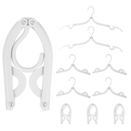uxcell 10 Pcs Portable Travel Hangers, Plastic Foldable Hangers Cruise Essentials Clothes Drying Rack for Camping Flying Suitcase Travel Accessories Road Trip Hotel, White - color: White