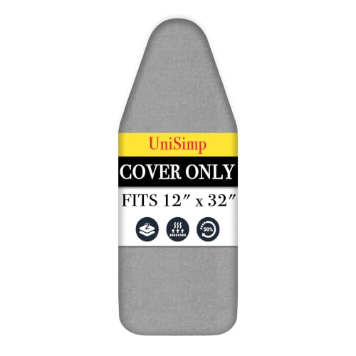 UniSimp Small Ironing Board Cover and Pad 12"x32" Small Iron Board Cover with Padding,Tabletop Mini Ironing Board Cover and Pad Small Size, Cotton Canvas, Heat Resistant, Drawstring Gray - color: Gray, size: 12" x 32"