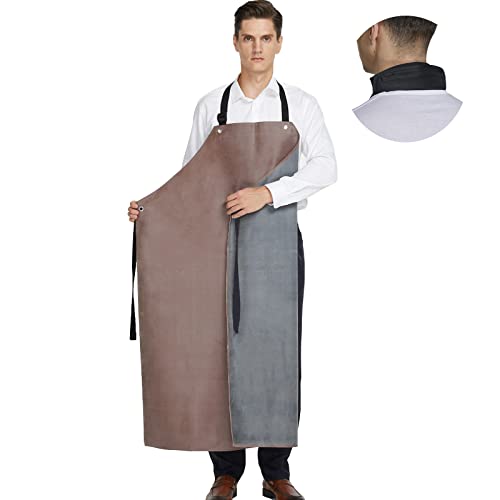 Rubber Waterproof Apron Butcher Heavy Duty -Oil Chemical Resistant Safety Aprons for Cleaning Fish, DishWashing - color: Brown, size: X-Large