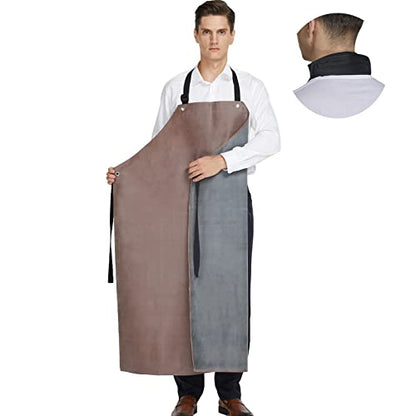 Rubber Waterproof Apron Butcher Heavy Duty -Oil Chemical Resistant Safety Aprons for Cleaning Fish, DishWashing - color: Brown, size: X-Large