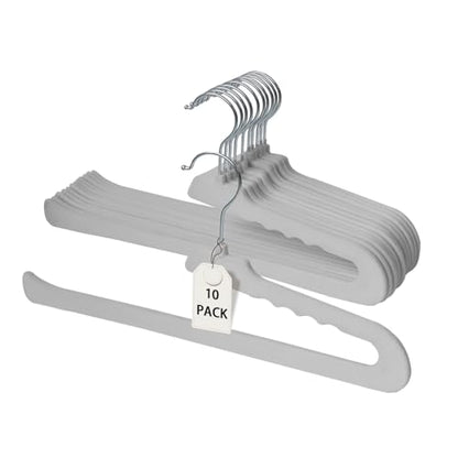 ManGotree Non Slip Velvet Pants Hangers Felt Jean Hangers 10 Pack Grey - color: Gray, size: 10 Pack