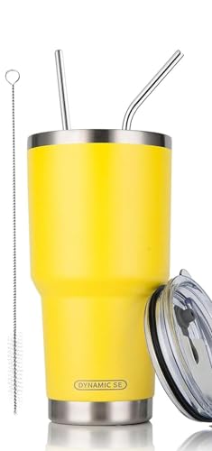 D·S 30oz Yellow Tumbler Double Wall Vacuum Insulated Travel Coffee Mug - color: Yellow