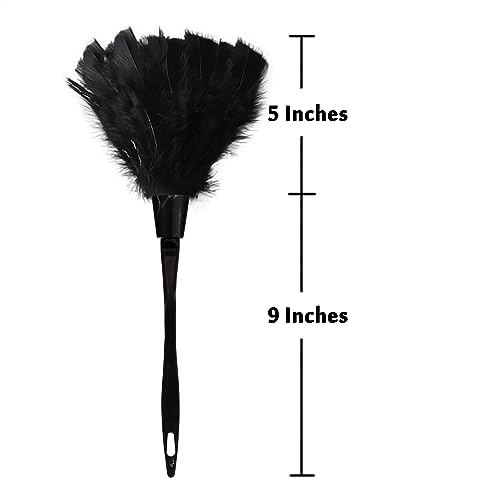 Turkey Feather Dusters for Cleaning Home Blinds Kitchen car Office, Eco-Friendly Reusable （2 pcs Black） - color: Black