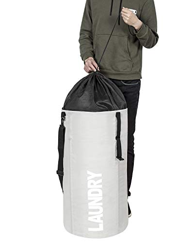 Chrislley 106L Collapsible Laundry Basket, Laundry Backpack, Laundry Bag - color: beige