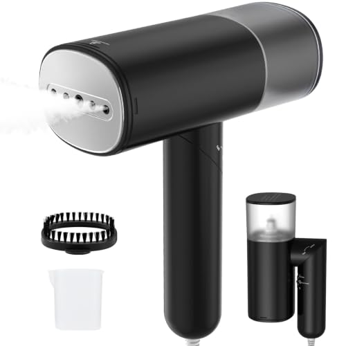 Handheld Steamer for Clothes, 1200W Foldable Travel Steamer, 20 Sec Preheat Garments Wrinkle Remover, 120V Portable Hand Iron with 150ml Water Tank, Clothes Steamer for Home Travel-Black - color: Black