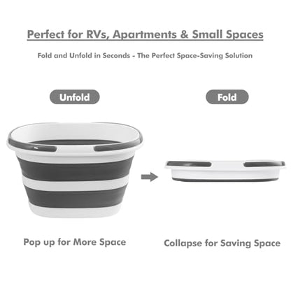 Collapsible Mop Bucket with Handles 7.4 Gallon Foldable Tub for Cleaning Large Silicone Pop Up Buckets Portable Collapse Camping Car Wash Basket for Space-Saving Storage - size: 7.4 Gallon - Bucket