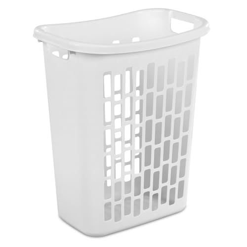 Rectangular Open Plastic Laundry Basket, Suitable for Small Spaces, White