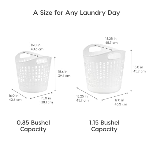 IRIS USA Plastic Laundry Hamper, 27L- 3 PK, Flexible, Ventilation, White - color: White, size: 27L - 3 Pack