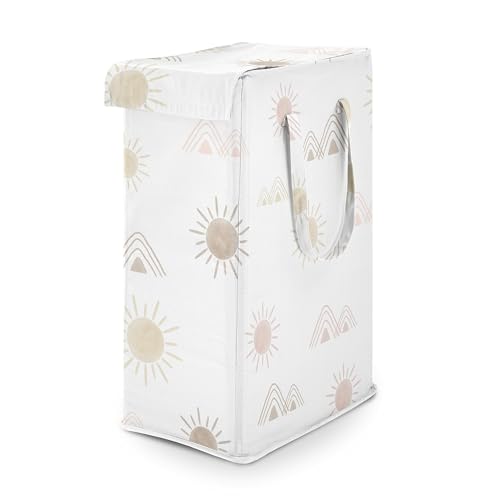 Sweet Jojo Designs Blush Pink Mauve Boho Desert Sun Girl Laundry Hamper Foldable Dirty Clothes Basket with Handles Baby Nursery Kids Bedroom Teen Bathroom Bohemian Watercolor Mountain Southwest Nature - color: Desert Sun