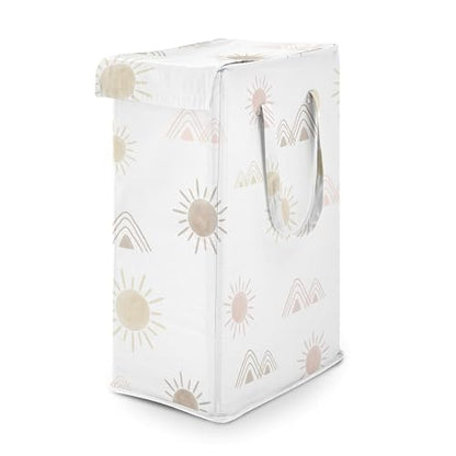 Sweet Jojo Designs Blush Pink Mauve Boho Desert Sun Girl Laundry Hamper Foldable Dirty Clothes Basket with Handles Baby Nursery Kids Bedroom Teen Bathroom Bohemian Watercolor Mountain Southwest Nature - color: Desert Sun