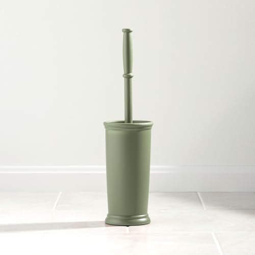 mDesign Toilet Bowl Brush and Holder - Covered Bathroom Toilet Brush - Standing Toilet Bowl Scrubber in Modern Holder - Space Saving, Deep Cleaning Brush for Toilet - Hyde Collection - Olive Green - color: Olive Green, size: Pack of 1
