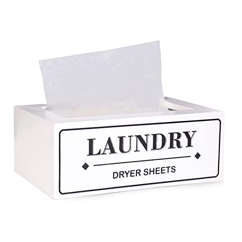 Dryer Sheet Holder Dispenser Container, Space Saving Laundry Room Organization and Storage, Farmhouse Decor, Fabric Softener Dispenser Containers, White - color: White