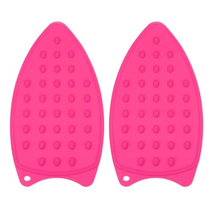 PATIKIL Silicone Iron Rest Pad, 2 Pcs Multipurpose Hot Heat Resistant Iron Rest Plate Protective Pad for Ironing Board Hot Resistant Steamer Steam Compact Mat, Rose Red - color: Rose Red