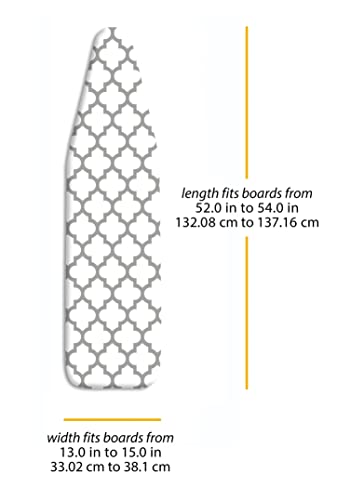 Whitmor Deluxe Ironing Board Cover with 6mm Fiber Pad, Fits 15 x 54 inches (Pack of 6) - color: Medallian Gray (Pack of 6)