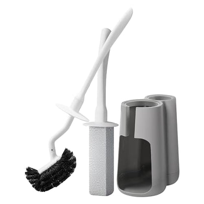 Toilet Brush and Holder Set with Pumice Stone Toilet Bowl Cleaner - color: Gray