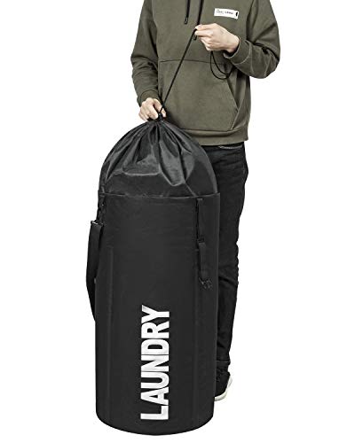 Chrislley 106L Collapsible Laundry Basket, Laundry Backpack, Laundry Bag - color: black