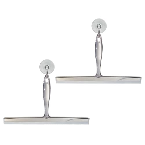 iDesign Bathroom Shower Squeegee, Set of 2, Clear/Stainless Steel - color: Clear/Stainless, style: Pack of 2
