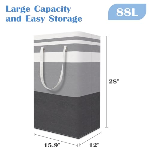BlissTotes 3-Pack Laundry Basket, Collapsible Laundry Hamper, Grey, 88L - color: Grey, size: 88L