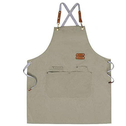 Chef Apron-Cross Back Apron for Men Women with Adjustable Straps - color: Beige