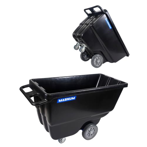 Magnum Tilt Truck, 1/2 Cu. Yd. Capacity Dump Cart with Non-Marking 12” Wheels & 5” Casters for Handling, Transporting on Construction Jobsites, 750 lbs, Trash Cart with Wheels DUC12T-NM-02PK (2-Pack) - size: Non-Marking Wheels, style: No Frame