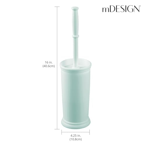 mDesign Toilet Bowl Brush and Holder - Covered Bathroom Toilet Brush - Standing Toilet Bowl Scrubber in Modern Holder - Space Saving, Deep Cleaning Brush for Toilet - Hyde Collection - Mint Green - color: Mint Green, size: Pack of 1