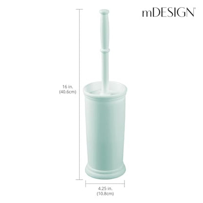 mDesign Toilet Bowl Brush and Holder - Covered Bathroom Toilet Brush - Standing Toilet Bowl Scrubber in Modern Holder - Space Saving, Deep Cleaning Brush for Toilet - Hyde Collection - Mint Green - color: Mint Green, size: Pack of 1