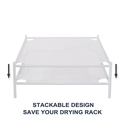 STO STO Sweater Drying Rack, 2-Pack Stackable Mesh Clothes Drying Rack, Laundry Drying Rack for Sweaters, Socks, Toys, White - style: 2 Pack