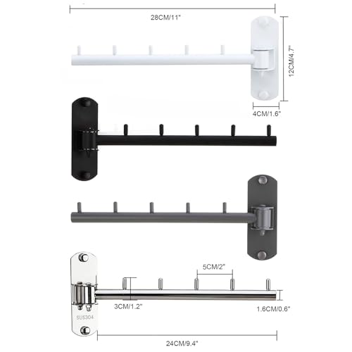 Folding Wall Mounted Clothes Hanger Rack with Swing Arm Stainless Steel Heavy Duty Coat Hook for Bathroom, Bedroom, Laundry Room- Silver - color: Silver