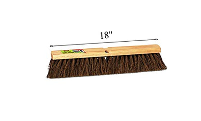 Push Broom Indoor and Outdoor Floor Sweep Use, 18 Inch, Heavy Duty Hardwood Block, Palmyra Bristles Scrub Brush, Cleaning Broom for Patio Garage, Deck, Or Home Use - size: 18"