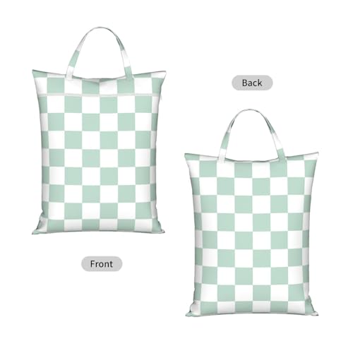 "green and white checkerboard plaid 2-Pack Travel Laundry Bags for Dirty Clothes- Large Waterproof Laundry Tote, Wet & Dry Use, Reusable Foldable Carry Handles for Vacation, Gym & Dorm" - color: Green And White Checkerboard Plaid