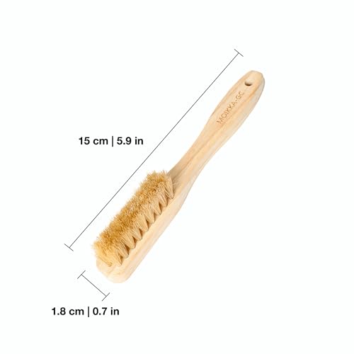 3Pcs Small Wood Laundry Stain Brush Set with Boar Bristles, Stain Remover for Delicates, Cotton, Linens and Shoes, Portable Laundry Scrub Brushes for Fresh Clean Fabric - size: 1 Count (Pack of 3)