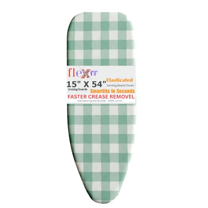 Smartfit Extra Large Ironing Board Cover | 15" x 54" XL Ironing Board Cover - Elasticated Heat Resistant Cover (Square Box Design, 15" x 54") - color: Square Box Design