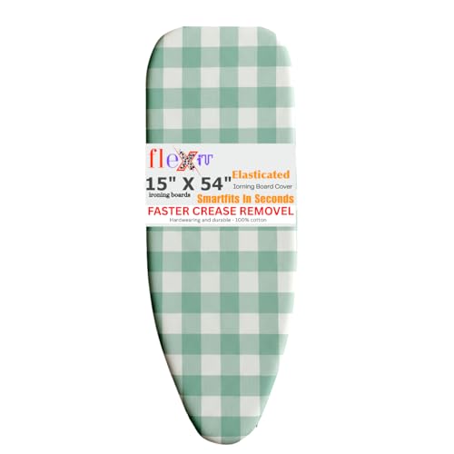 Smartfit Extra Large Ironing Board Cover | 15" x 54" XL Ironing Board Cover - Elasticated Heat Resistant Cover (Square Box Design, 15" x 54") - color: Square Box Design