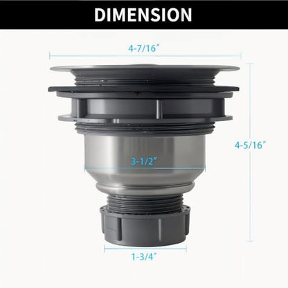Kitchen Sink Drain Assembly Kit, 3-1/2 Inch Brushed 304 Stainless Steel Basket Strainer with Deep Removable Basket, Stopper & Cover Lid, Fits Standard Kitchen Sinks - color: Brushed