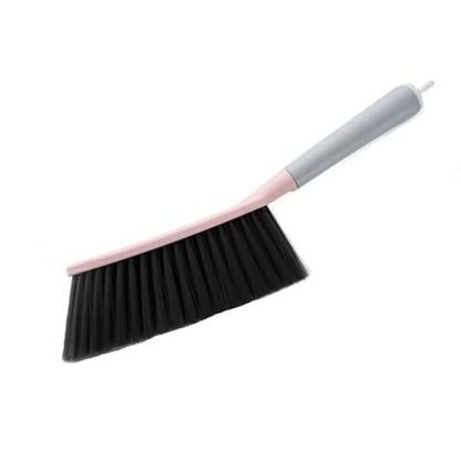 Bristle Brush - 15-inch Soft Bristle Cleaning Brush Handheld Broom for Dusting Beds, Sofas, Cars, Clothes and Furniture (Pink) - color: Pink