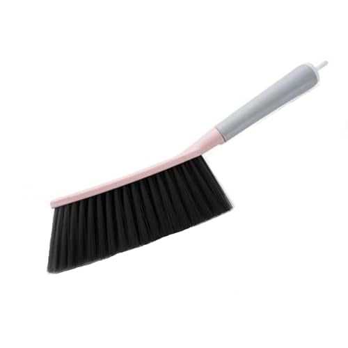 Bristle Brush - 15-inch Soft Bristle Cleaning Brush Handheld Broom for Dusting Beds, Sofas, Cars, Clothes and Furniture (Pink) - color: Pink