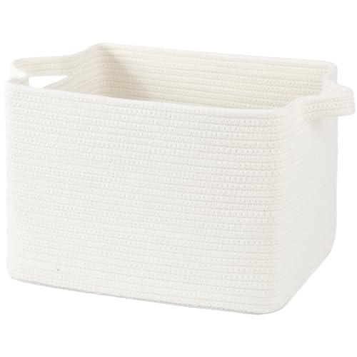 OIAHOMY Woven Storage Basket, Small Baskets for Organizing White - color: White, size: 13.5"x11"x9.5"