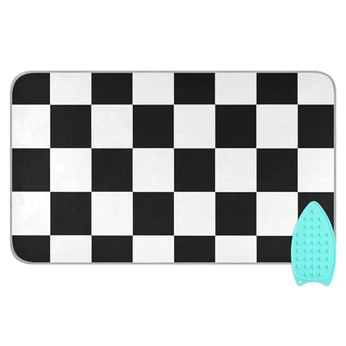Portable Ironing Mat for Table Top Iron Pad Heat Resistant Blanket Portable Travel Ironing Board Covers Tabletop Sewing Pressing Quilting Large 27.6x47.2Inches Checkered Black and White - color: Checkered Black and White08