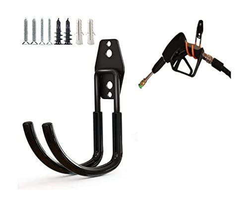 Zoele Wall Mount Car Washer Hanger, Heavy Duty Metal High Pressure Water Gun Holder Rack, Hook for Spray Gun/Garden Hose/Water Hose (Black)