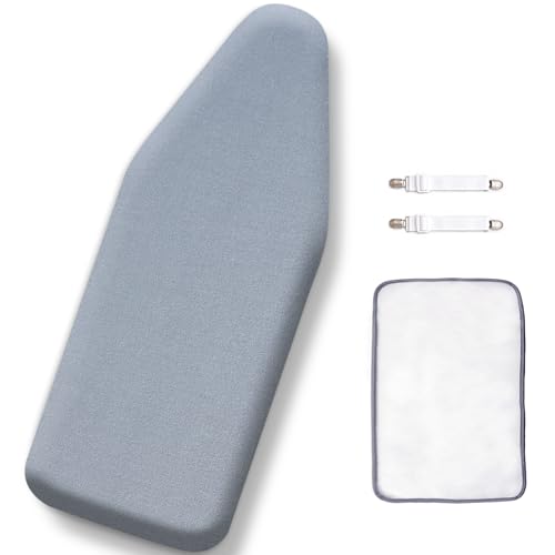 SheeChung 12.5"x32" Small Ironing Board Cover and Pad,Extra Thick Padding - color: Grey Blue, size: 32"L x 12.5"W