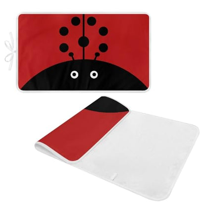 Cute Iron Mat Blanket Travel Foldable Ladybugs Ironing Pad Fabric Ironing Board Cover for Top of Tabletop,Brown Thick & Large Portable Iron Pads 32 x 16 Inch - color: Ladybugs