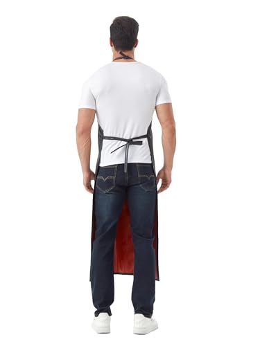 Nanxson Waterproof Rubber Aprons for Butcher Dog Grooming Dishwashing - color: Blackred