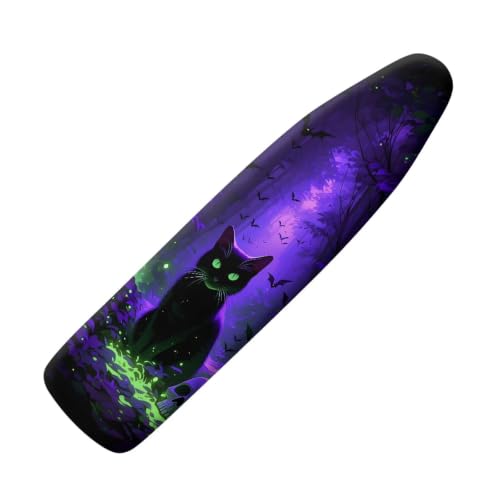Black Cat Ironing Board Cover and Pad Elastic Edge for Standard Size Iron Board Cover Stain Resistant Easy Installation Ironing Boards Covers - color: Black Cat5